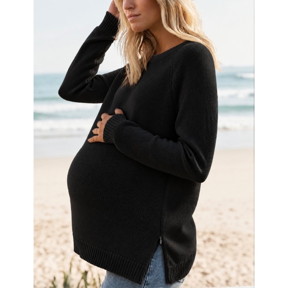 LEGOE HERITAGE Maternity Black Sweater with Side Zips